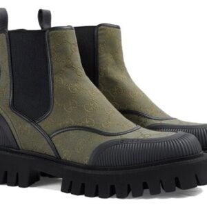 GUCCI GG CANVAS AND RUBBER BOOTS. SIZE 8UK 9US